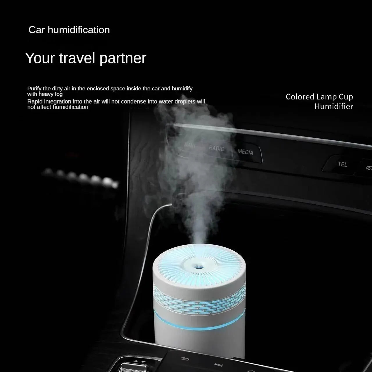 Car Humidifier Mini Seven-Color Aroma Humidifier Car Air Purifier Small Atomizer Household Bedroom Water Supply Zpaxo
