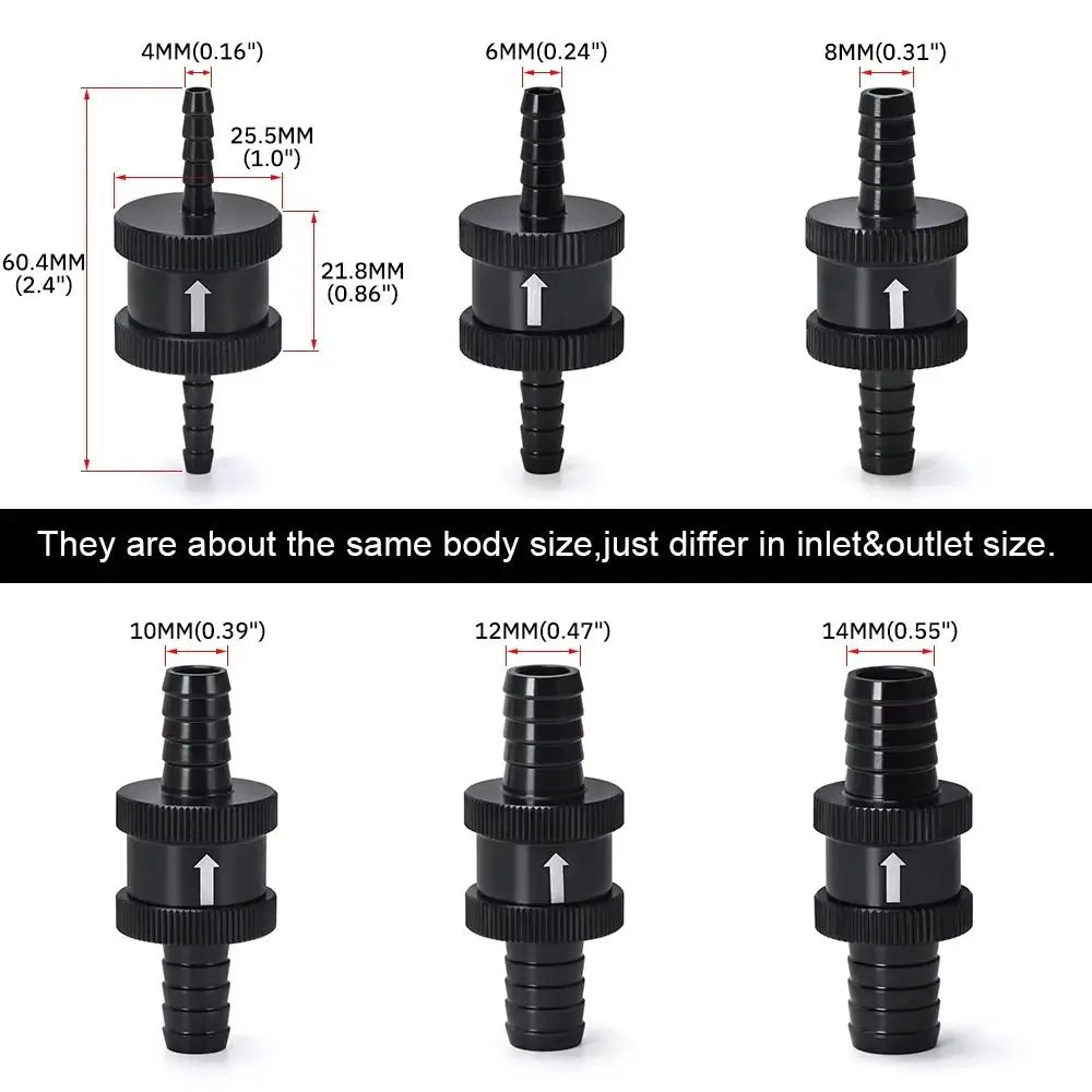 Aluminum Alloy One Way Check Valve 4/6/8/10/12/14MM NRB Rubber O Ring Fuel Check Valve Leak-proof 304 Stainless Steel Spring Zpaxo