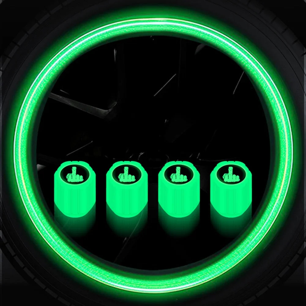 Luminous Skull Tire Valve Caps – Car, Motorcycle & Bike 4-Pack