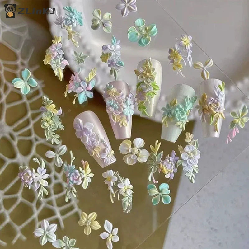 ▶1Pcs Flowers Rose Tulip Nail Silicone Relief Nail Art Mold Nail Salon Manicure Tool DIY Nail Decoration Zpaxo