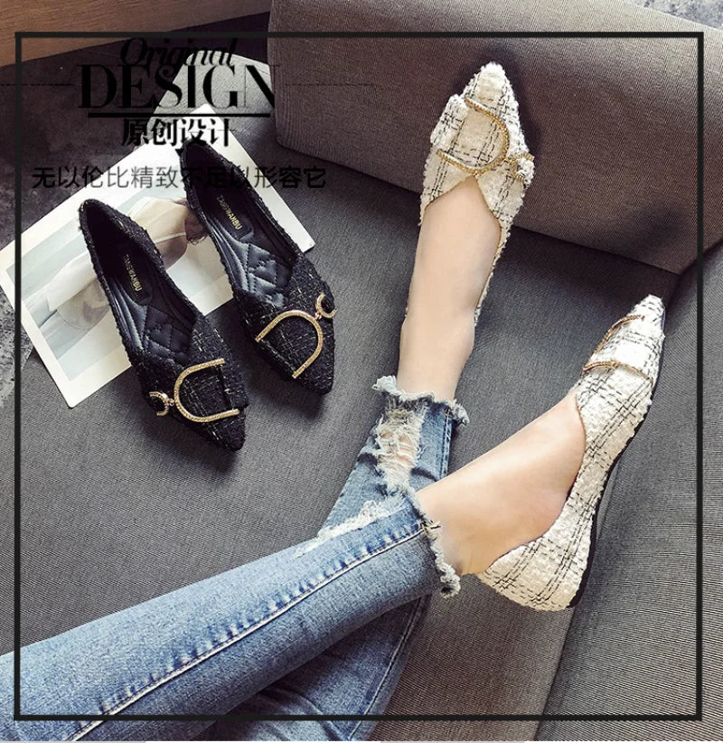 Flats Shoe Women's 2023 New Spring Autumn Korean Square Toe Shallow Gentle Fashion Temperament Large Size Woman Shoes Luxury Zpaxo