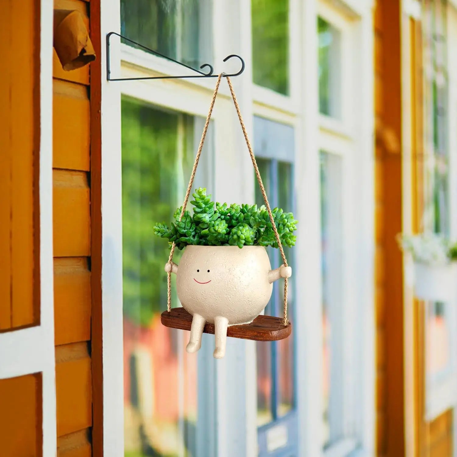 Hanging Resin Face Planter Pot – Succulent Head Vase Home Decor