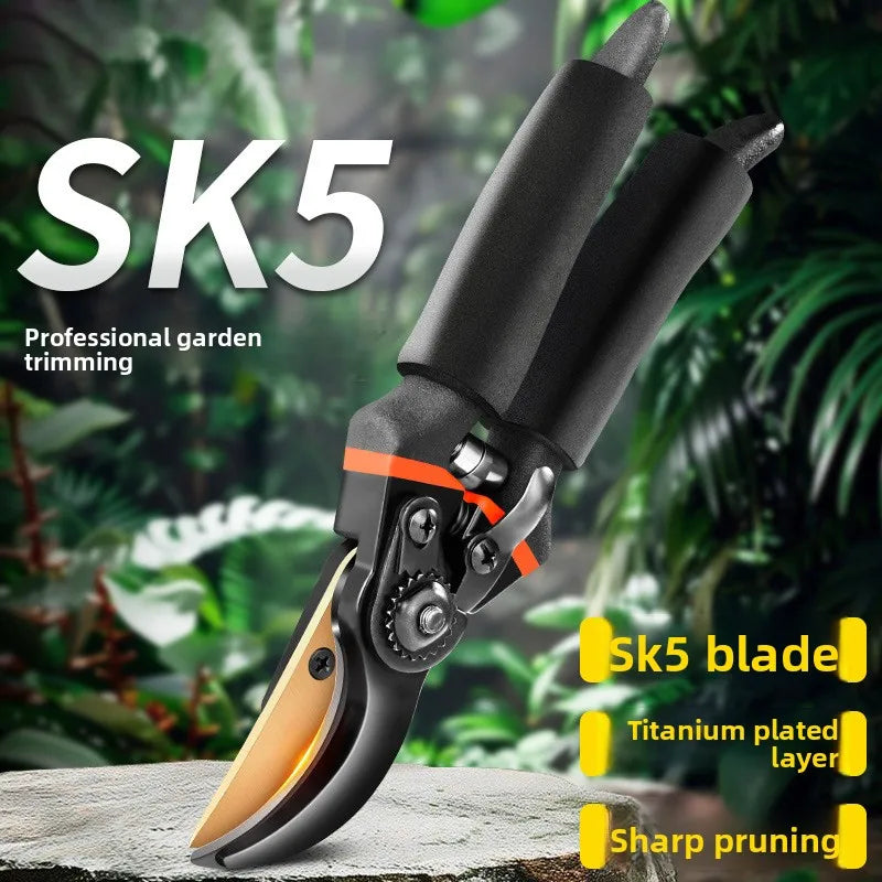 Titanium alloy bypass pruning garden manual trimmer, lightweight and ergonomic, anti slip handle SK-5 steel, durable Zpaxo