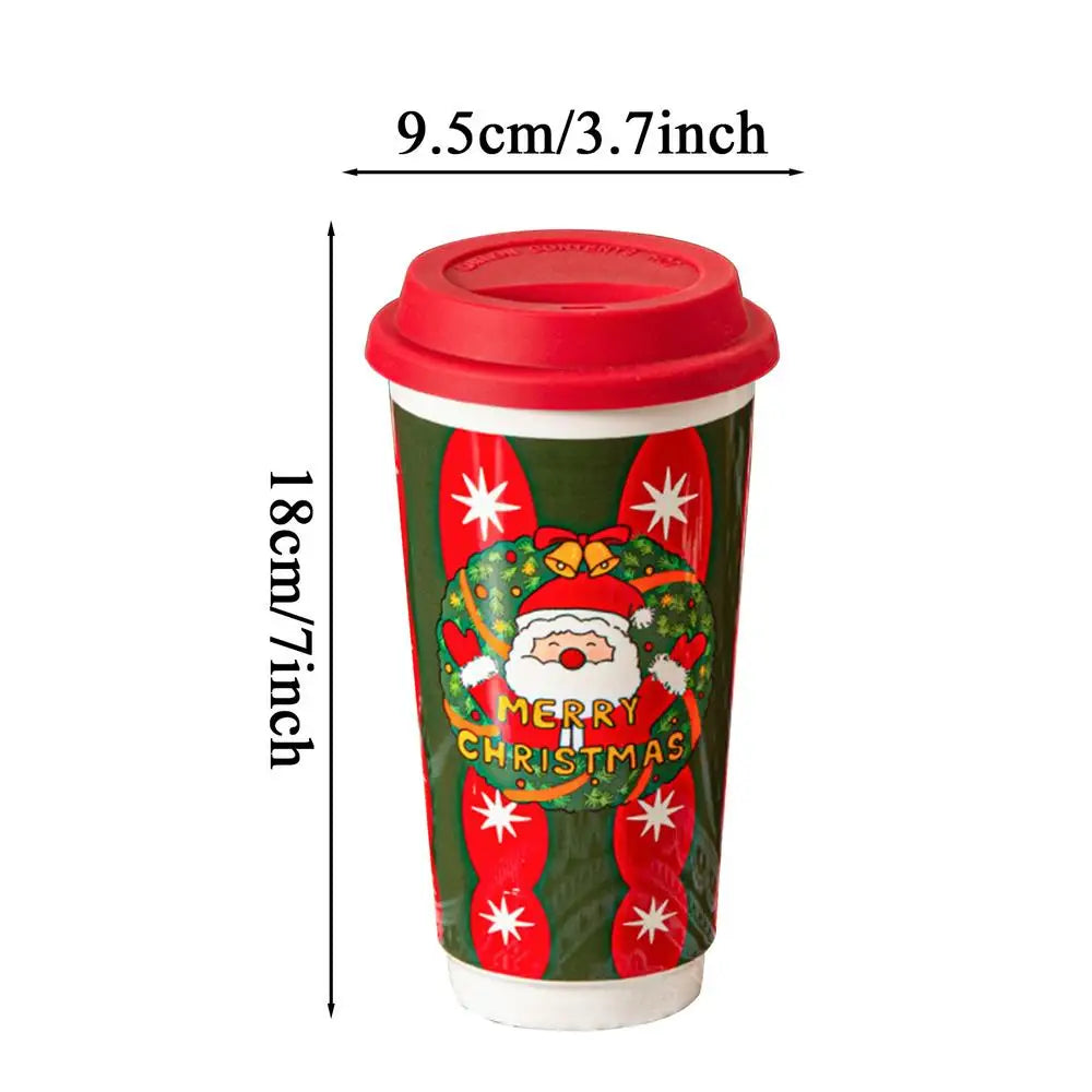 Christmas Coffee Cups Reusable Ceramic Holiday Drinkware Travel Mug