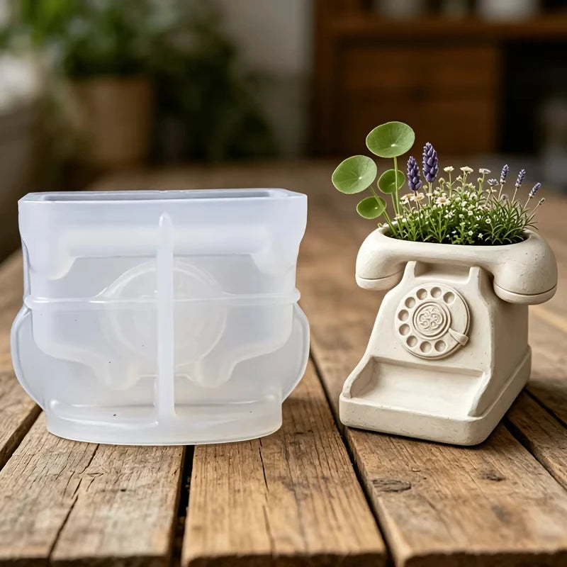 Vintage Phone Television Camera Piano Succulent Pot Silicone Mold Candle Handmade Soap Wax Plaster Ornament Epoxy Resin Mold Zpaxo