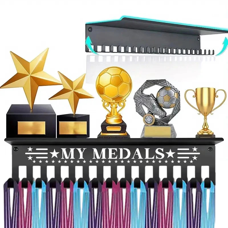 Medal Hanger Display Rack Wall Mount Metal Trophy Ribbons Medals