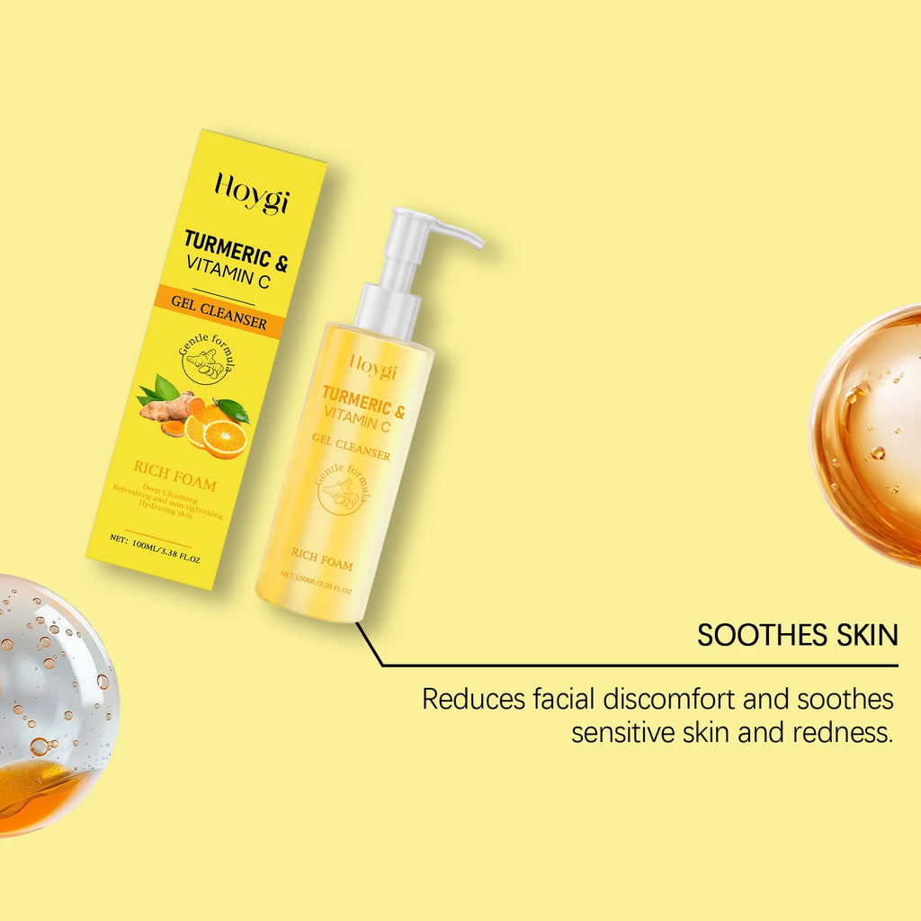 Turmeric Face Wash for Radiant Skin Gentle Foaming Cleanser for Dry Dull Skin Daily Facial Cleansing Milk Non Drying Clean 100ml Zpaxo