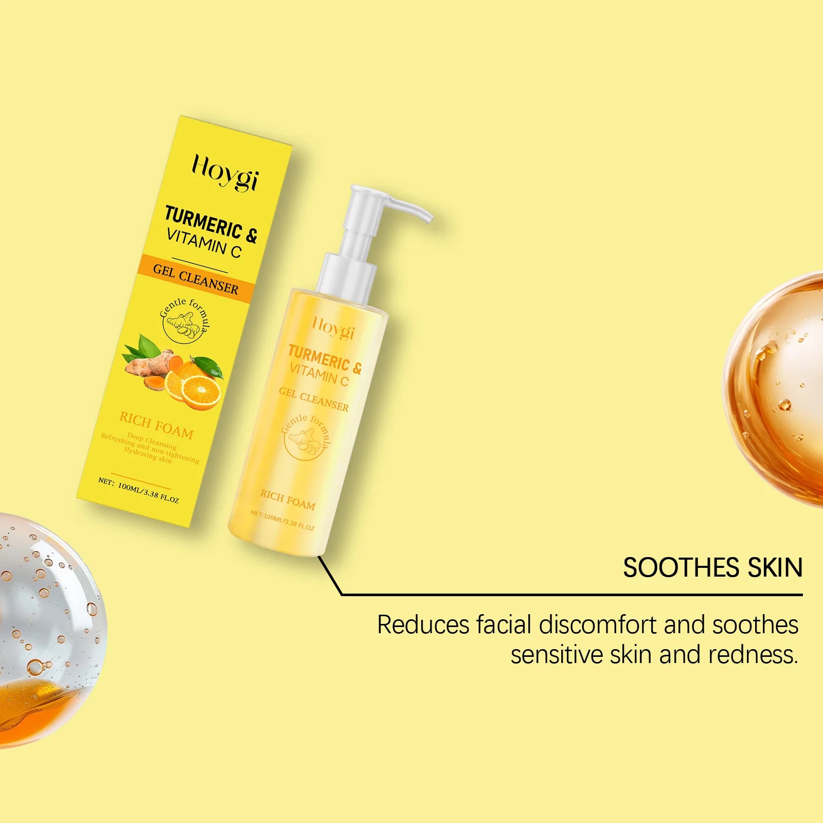 Turmeric Face Wash for Radiant Skin Gentle Foaming Cleanser for Dry Dull Skin Daily Facial Cleansing Milk Non Drying Clean 100ml Zpaxo