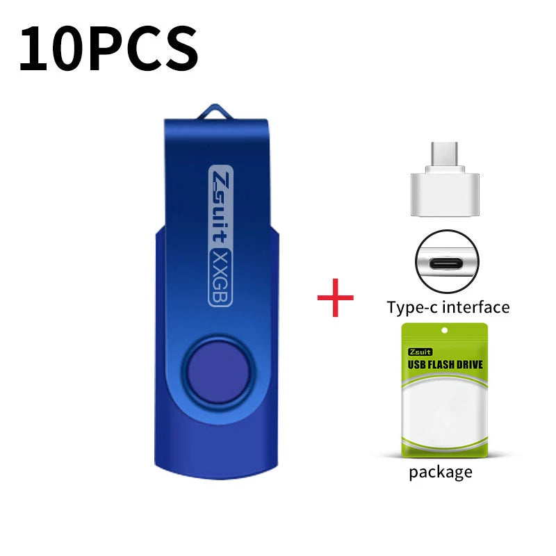 Zsuit 10Pcs/Lot USB Flash Drive 64GB 32GB 128GB High Speed Pen Drive 16GB Memory Stick Free Custom Logo Gift Metal Memory U Disk Zpaxo 4GB Blue