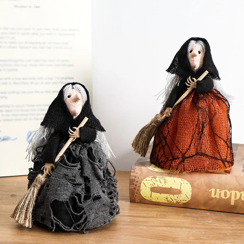 Halloween Broom Witch Exquisite Broom Puppet - Party Dress up - Horror and Cute Halloween Props for Indoor and Courtyard Zpaxo