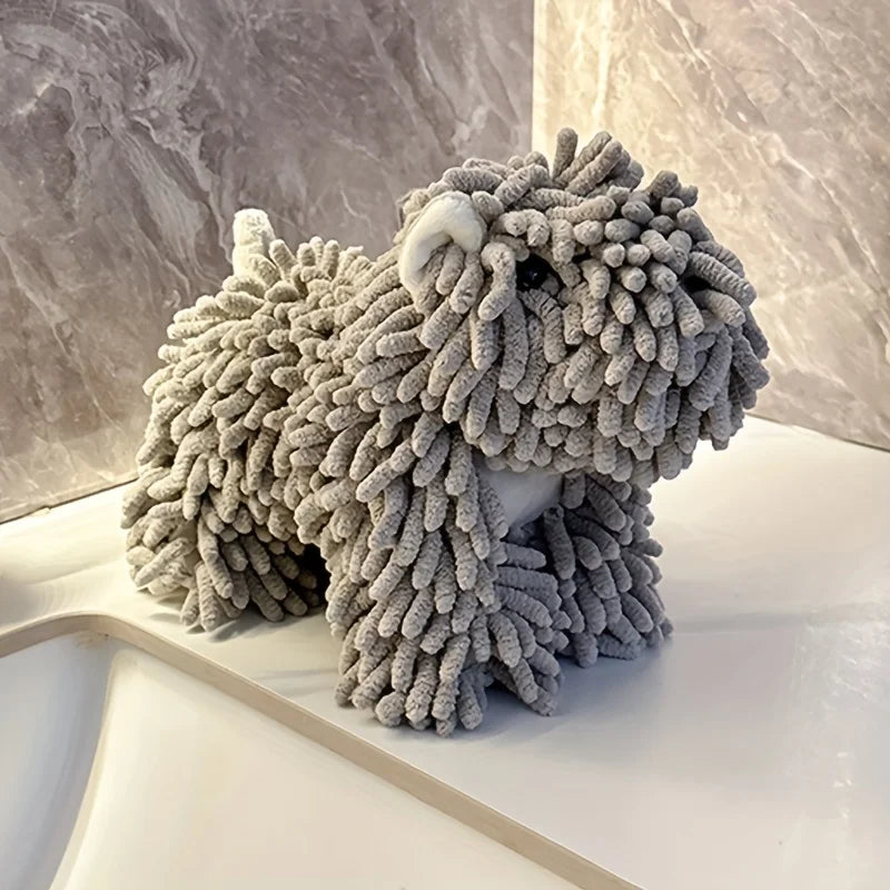 Cute Puppy Shaped Hand Towel Ideal Choice Wall Mounted Kitchen Zpaxo Grey