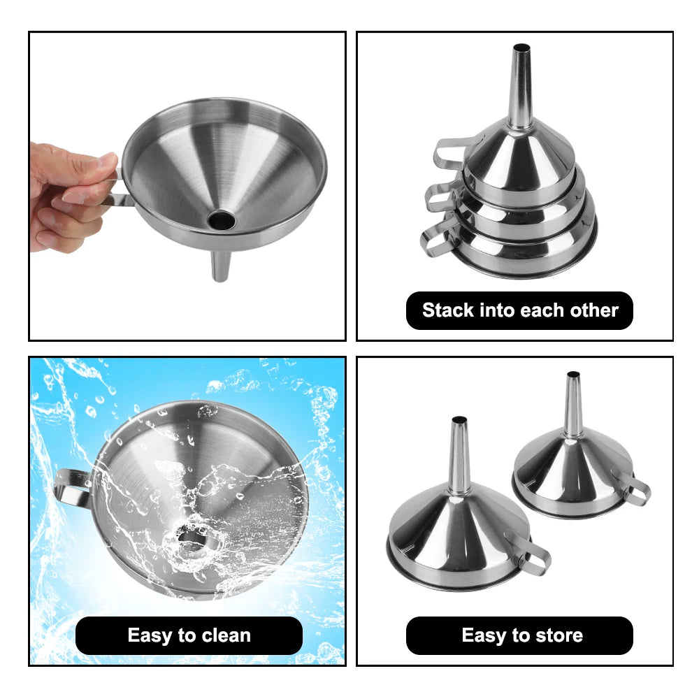 Wide Mouth Funnels Stainless Steel Detachable Filter Metal Funnel Zpaxo