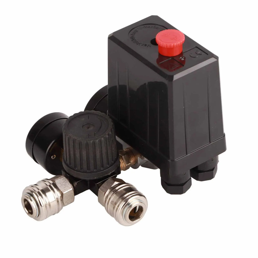 Air Compressor Valve Pressure Switch 1/4in 4 Holes Controller Regulator Valve Pressure Control Switch 90‑120PSI 220V Zpaxo