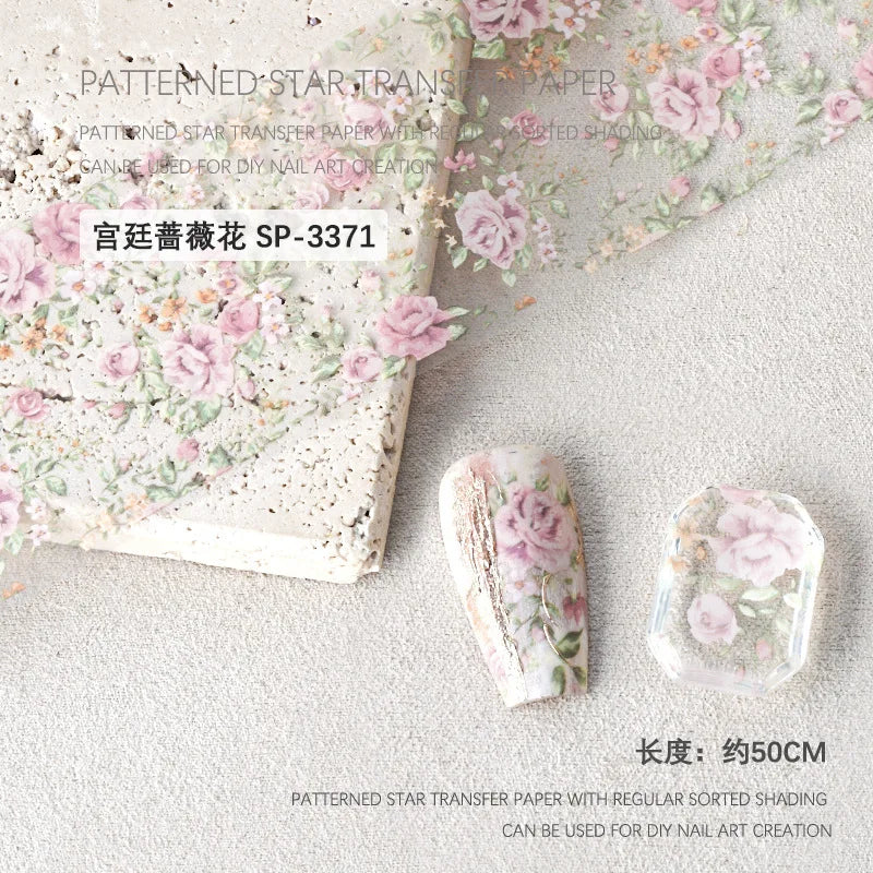 Rose Flower Nail Art Foils Transfer Paper Stickers Designs Floral Zpaxo SP-3371