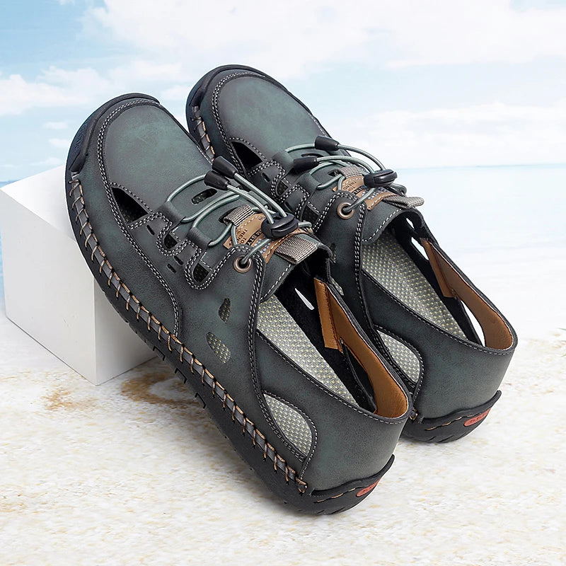 Summer Men Sandals Leather Mens Casual Shoes Outdoor Beach Roman Zpaxo 6901 46