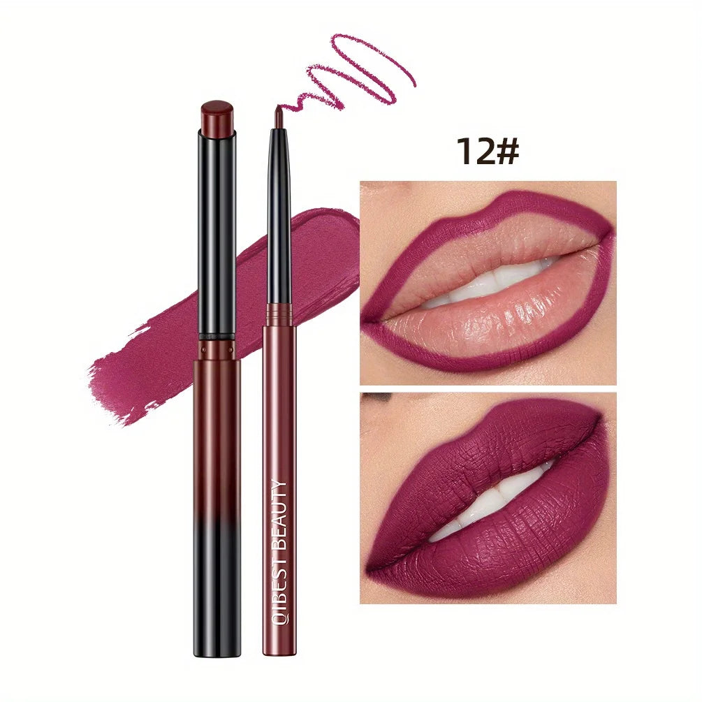 1+1 Matte Lip Set Matte Lipstick&Lip Liner Color Rendering Long Lasting Waterproof Valentine's Day Gifts Contain Plant Squalene Zpaxo 12