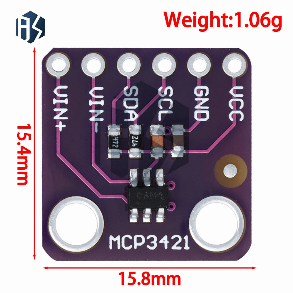 MCP3421 I2C Delta-Sigma ADC Evaluation Module - SOT23-6 Board for PICkit Serial Analyzer (Model: GY-MCP3421) Zpaxo