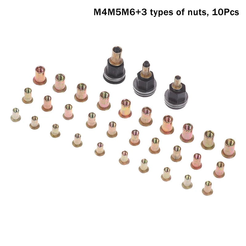 Hand Rivet Nut Tool Set Manual Riveter Kit With M3-12 Nut Heads For DIY Repair Installation Easy Use Accessory 10Pcs Zpaxo A2