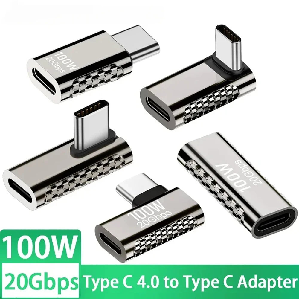 100W 20Gbps USB-C 90° Right Angle Adapter | Charging & Data USB-C Adapter Zpaxo