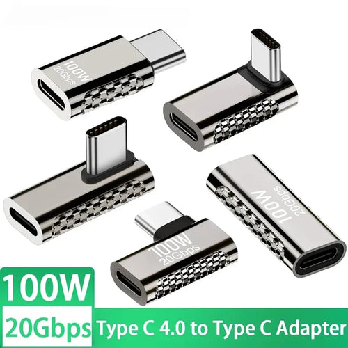100W 20Gbps USB-C 90° Right Angle Adapter | Charging & Data USB-C Adapter Zpaxo