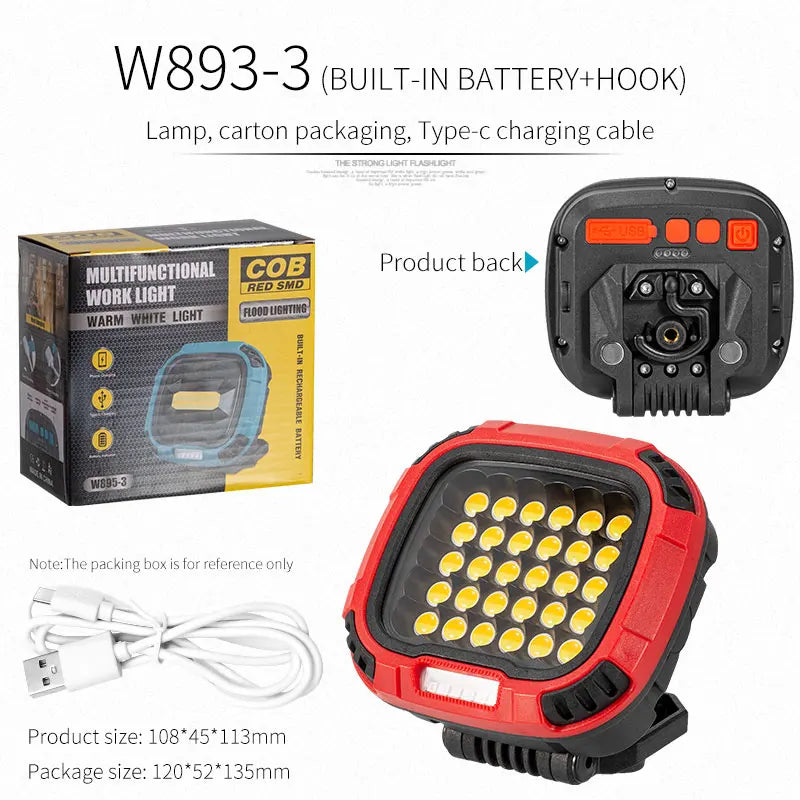 ESMARTER 30W COB Magnetic Floodlight 2000LM Rechargeable Work Light