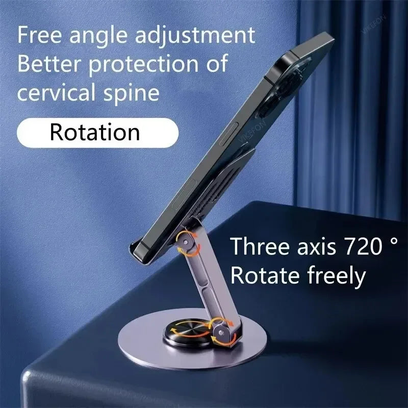 Adjustable Folding 720° Rotating Aluminum Alloy Tablet Holder Portable Stand for iPad Mobile Phone Desktop Live Mount Zpaxo