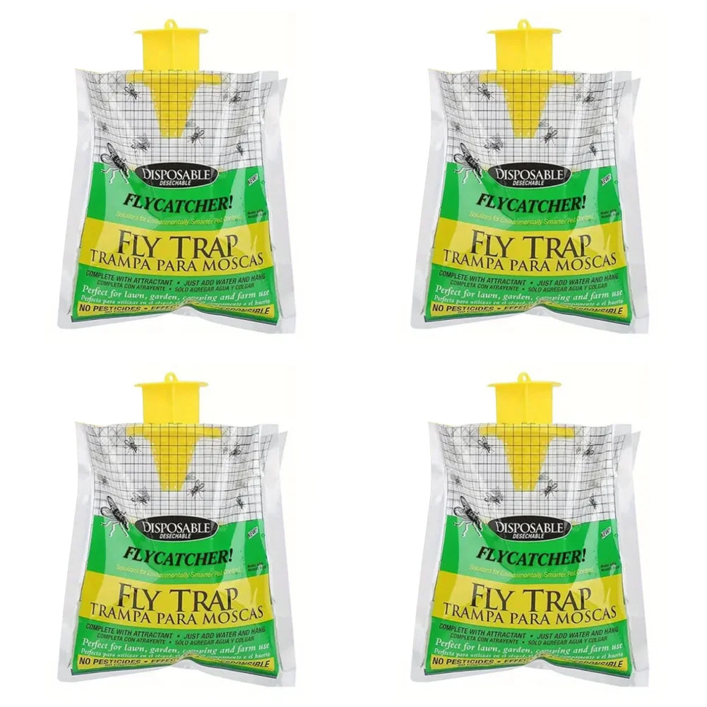 1-10Pcs Hanging Fly Trap Disposable Fly Catcher Bag Mosquito Trap Catcher Fly Wasp Insect Bug Killer Flies Trap for Outdoor Zpaxo 4 PCS
