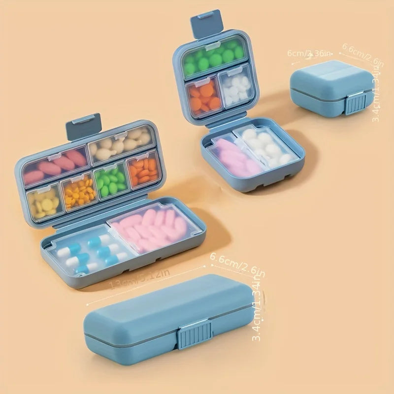 8-Grid Travel Pill Organizer – Wheat Straw Box with Seal Ring Pill Organizer Box Zpaxo