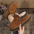 2025 New Women Snow Boots Rubber Sole Casual Solid Color Ankle Boots Women Thickened Fluff Round Toe Platform Shoes for Women Zpaxo Brown 43