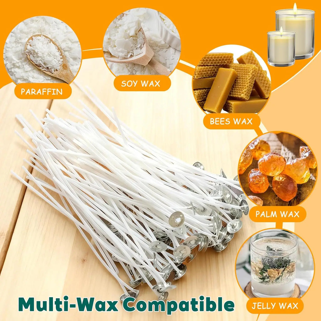 20Pcs Candle Wicks for Making Candles 15cm Metal Tabs Includes 3pcs Wick Holders & 60pcs Glue Dots, for Home DIY Candles Zpaxo