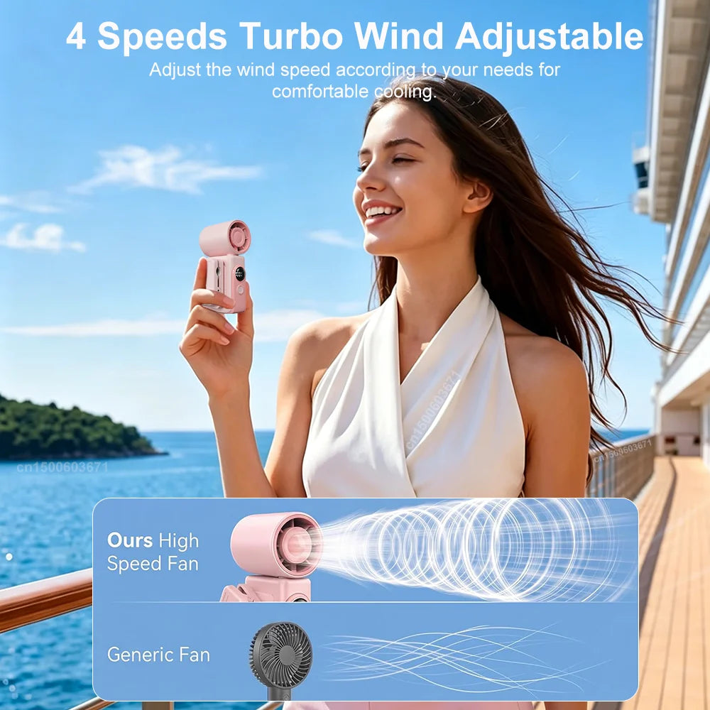 Portable Mini Clip Fan 3000mAh USB Rechargeable Handheld Outdoor