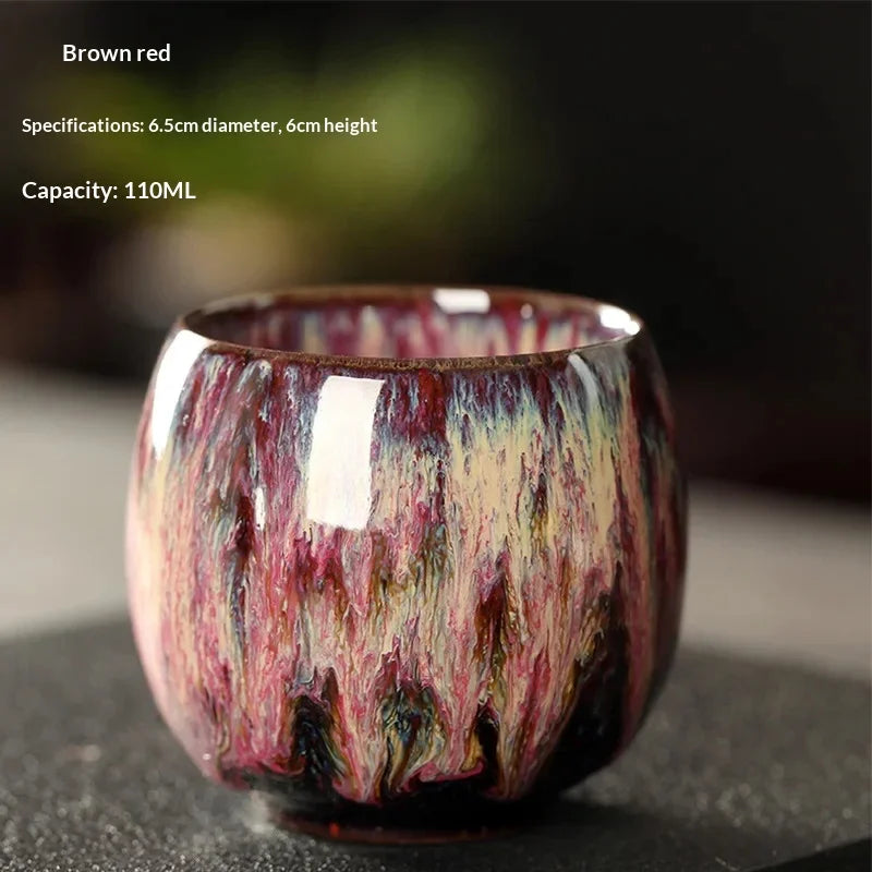 Ceramic Kung Fu Tea Set Made From Kiln Transformed Tea Cups, Tianmu Glazed Cups, Tasting Cups, Egg Shaped Small Tea Bowls Zpaxo 110ML 02