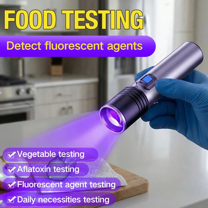 USB Rechargeable UV Flashlight Pet Urine Detection Resin Cured 395nm Zpaxo
