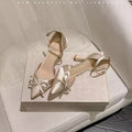 Women Pumps White Wedding Shoes Bride Luxury Satin Butterfly-knot