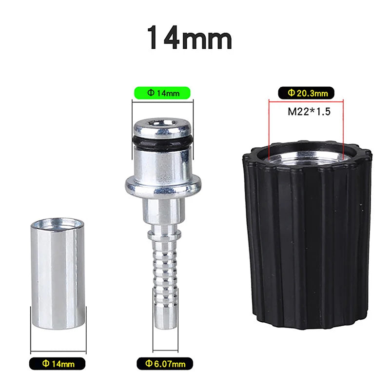 Pressure Washer Hose Insert Fittings D14 D15mm Ring Nut M22 Car Water
