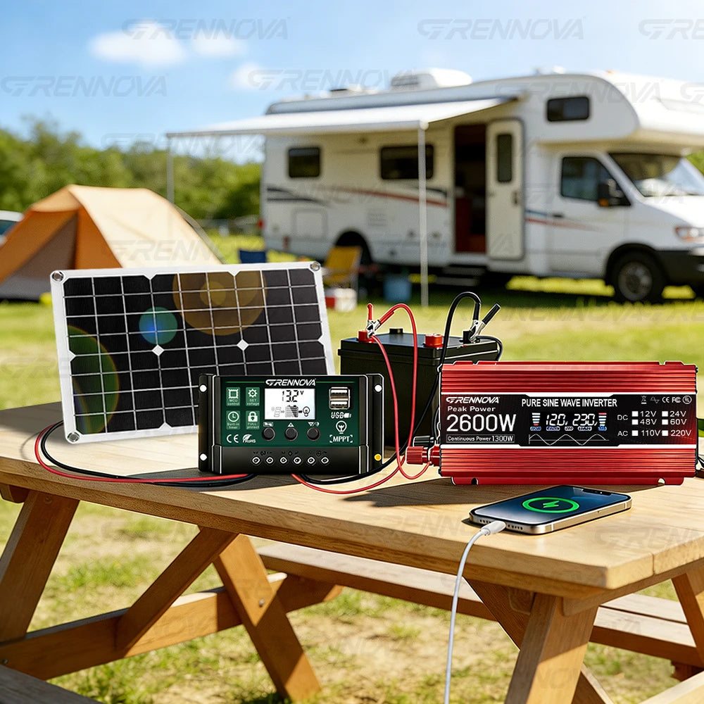 Grennova 2600W Off-grid System Pure Sine 12V To110V 220V Inverter 60A