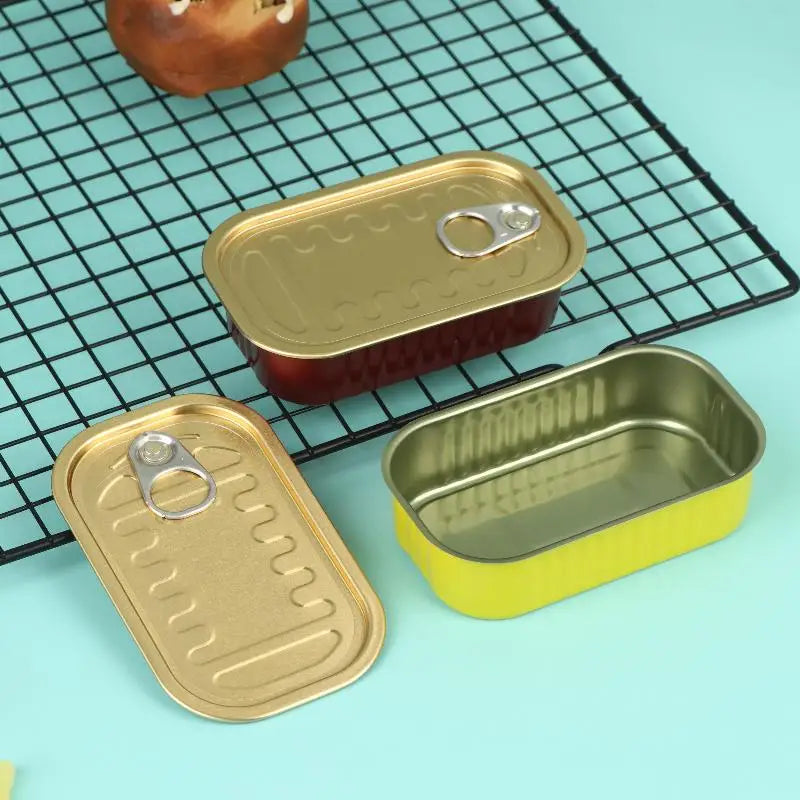 Metal Rectangular Empty Mini Tin Box Sealed Food Can Pull Ring Cover Zpaxo