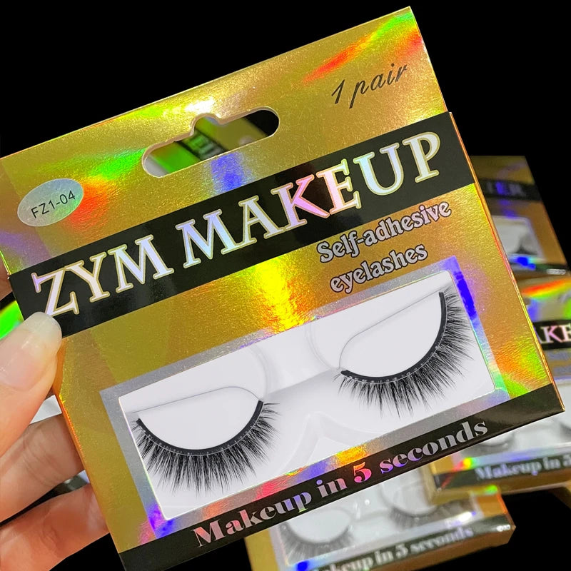 1Pair Glue Free Mink Eyelashes No Residue On The Skin 3D False Eyelashes Reusable Natural Long Eyelash Makeup Self-adhesive Zpaxo