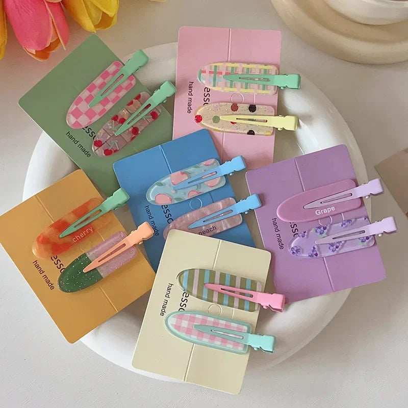 2 Candy Fruit Hair Bang Clip Summer Hairpin No Crease Acrylic