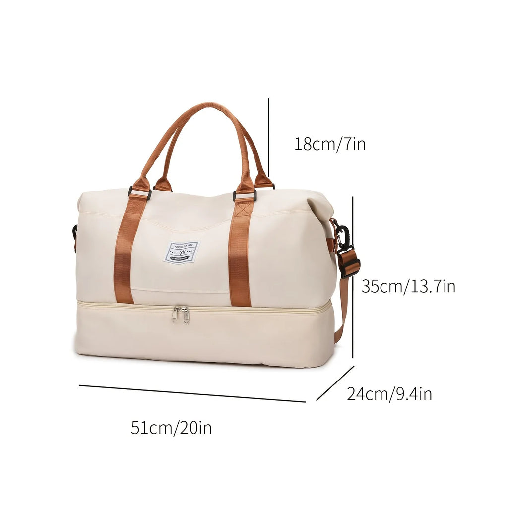 Weekend Travel Gym Bag with Wet/Dry Separation Pocket, Large Capacity Multi-Functional Independent Shoe Compartment Strap Zpaxo