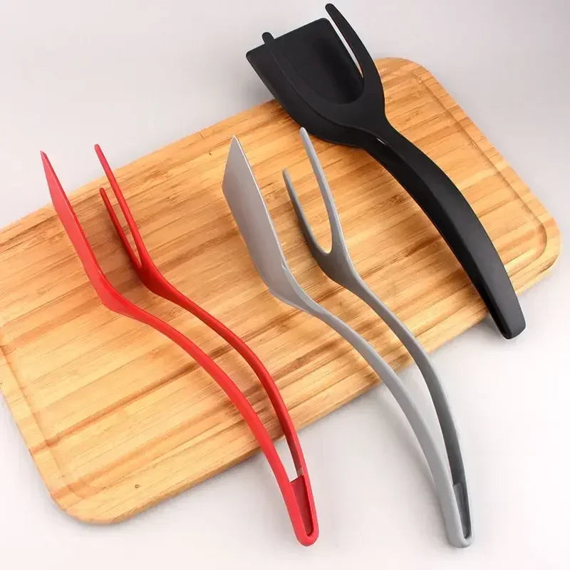 2 in 1 Shovel Clip Silicone Grip Flip Tongs Egg Steak Spatula Tongs Clamp Pancake Fried Turners Cooking Tool Kitchen Accessories Zpaxo