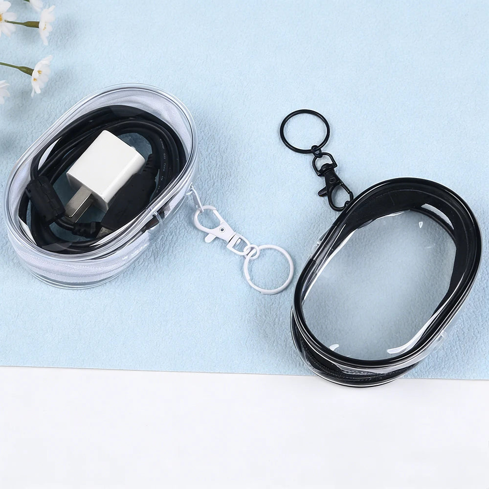 Transparent Mini Zipper Storage Bag Portable Clear Charging Cable Keychain Organizer Bag Waterproof Cosmetic Bag Coin Purse Zpaxo