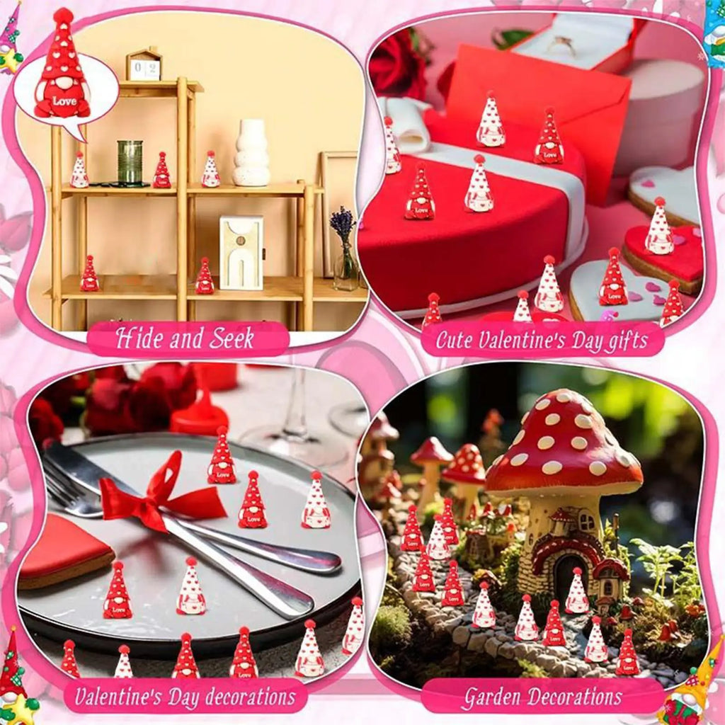Valentines Gnomes Decor 30 Heart Mini Figurines Holiday Decorations