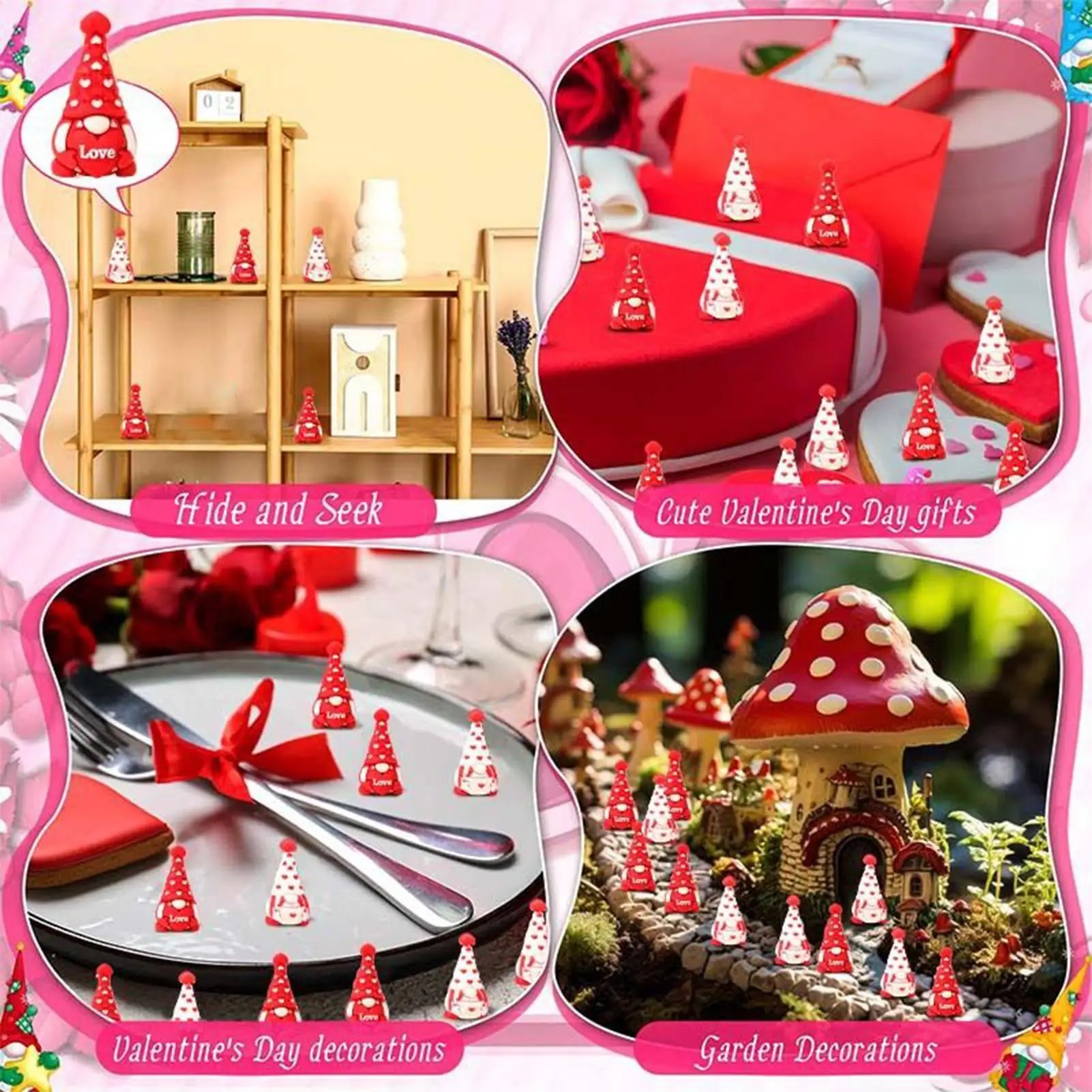 Valentines Gnomes Decor 30 Heart Mini Figurines Holiday Decorations
