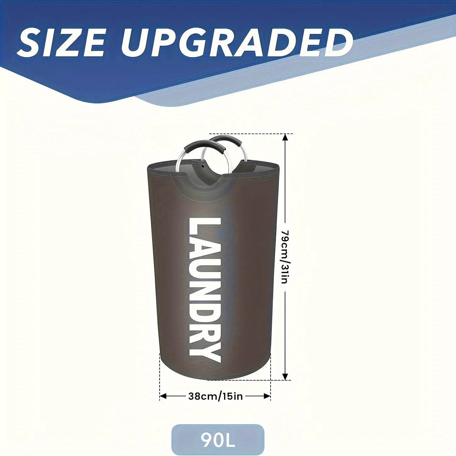 90L Large Laundry Basket, Collapsible Laundry Bag, Freestanding Tall Clothes Hamper, Foldable Washing Bin Zpaxo
