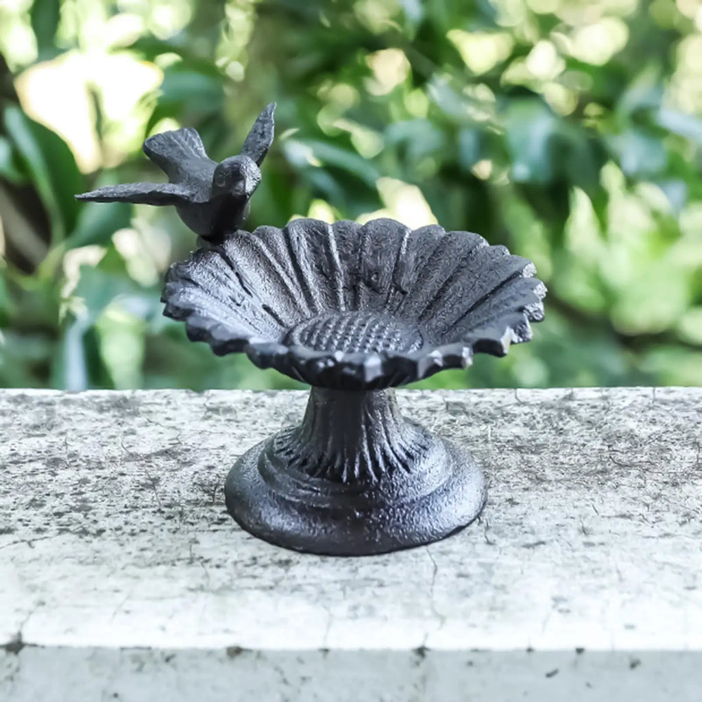 Bird Bath Decorative Metal Feeder Garden Decor Water Bowl Hummingbird Zpaxo