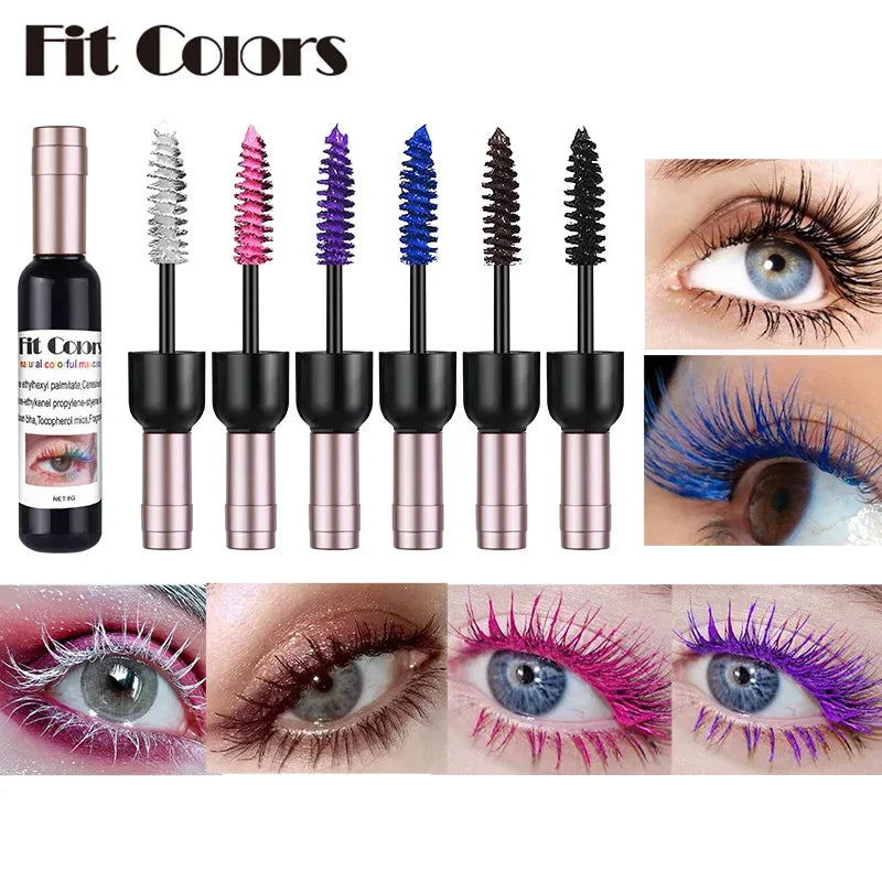 6 Colors Creative Wine Bottle Color Mascara Holiday Eyes Makeup Waterproof Thick Curling Long Lasting Blue Colorful Mascara Zpaxo