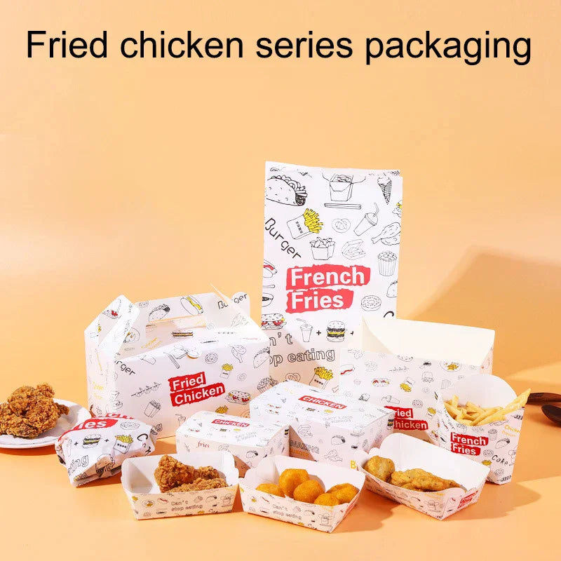 50/100Pcs Disposable French Fries Box Food Fried Chicken Packaging Box Party Supplies Food For Kids Birthday Tray Zpaxo