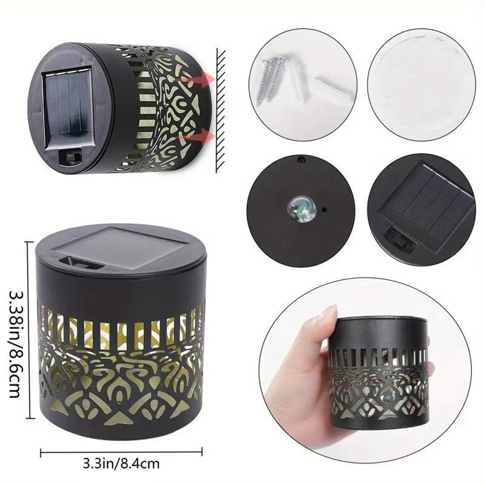 1 2 Solar-powered Datura Lantern Light Wall Lamp Outdoor Garden Patio