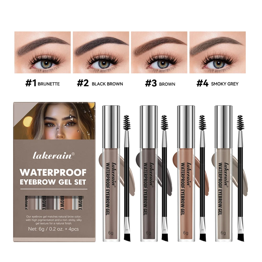 Waterproof Eyebrow Gel for Long Lasting Highly Tinted Liquid Eye Brow Makeup Sweatproof Natural Black Brown Zpaxo 4 colors